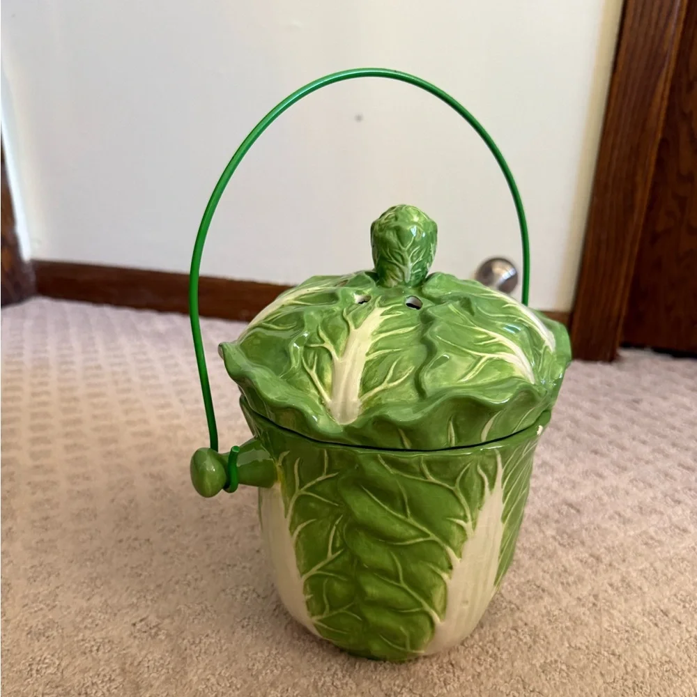 Ceramic Lettuce Compost Keeper Vintage Cabbage Composter Cottagecore Farmhouse